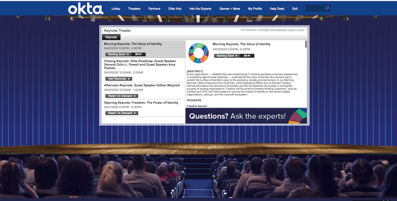 Okta virtual lecture theatre